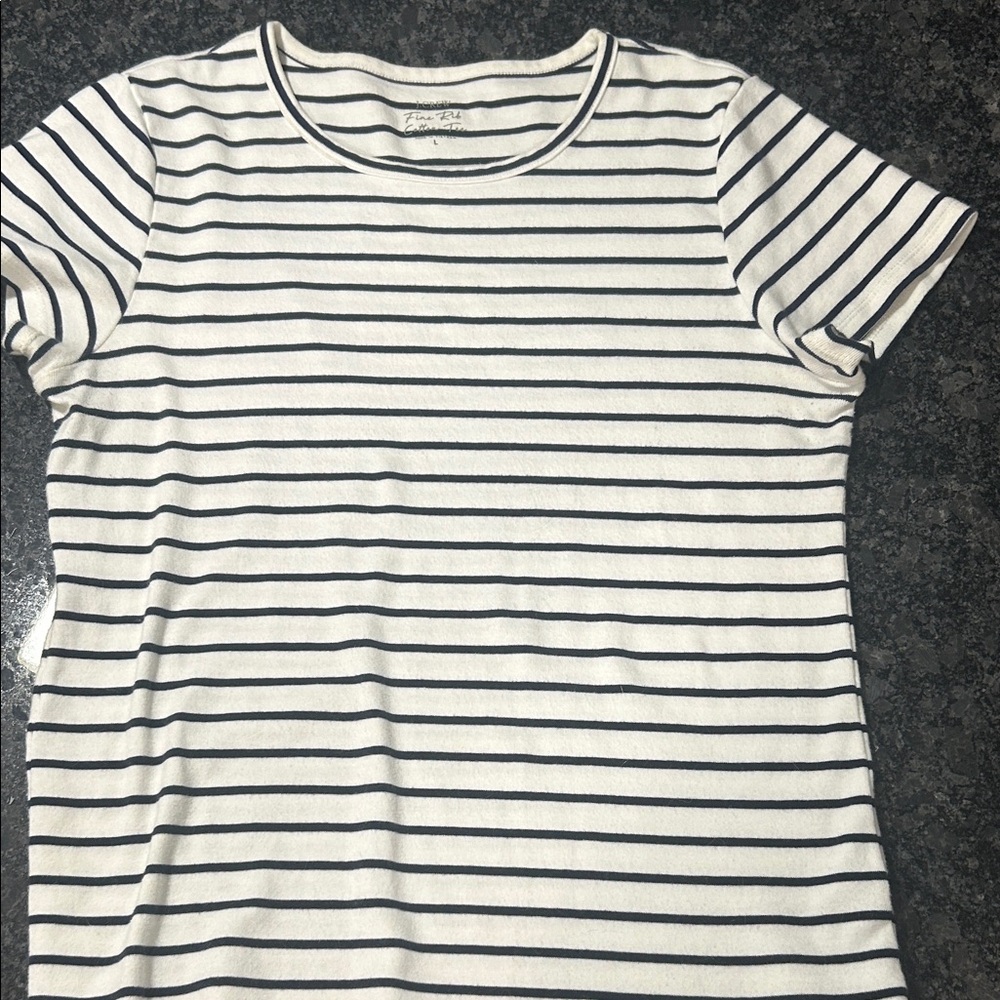 J. Crew Black and White Striped Short Sleeve Tee